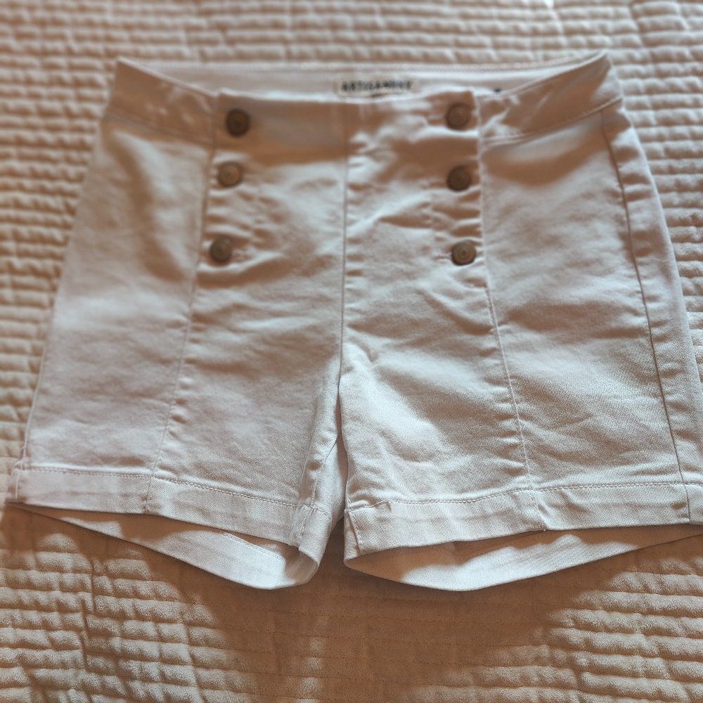 Artisan NY White Strech Denim Button Fly Shorts Size US:6